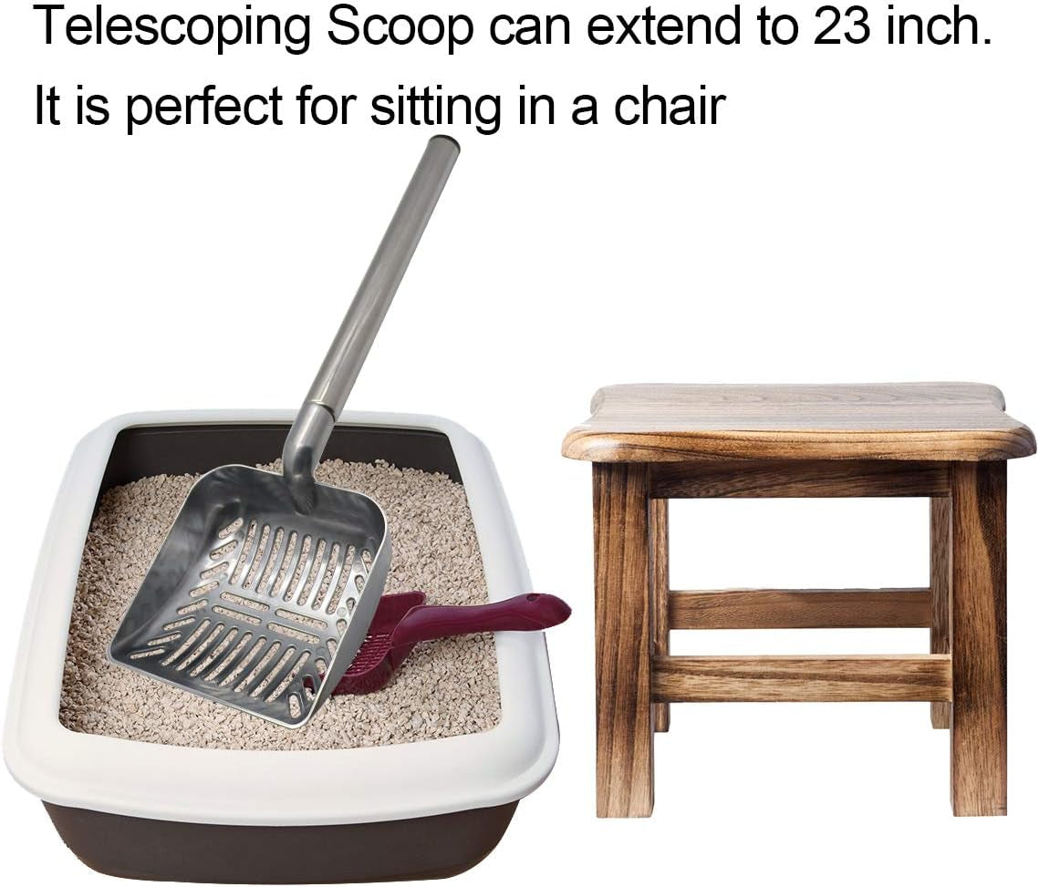 Cat Litter Scooper Metal Cat Litter Scoop Long Handle Cat Scoop Aluminum Litter Box Scooper Kitty Litter Scoop Non-Stick Stronger Large Cat Litter Sifter Scoop Manages Big Clumps of Multi-Cat Families