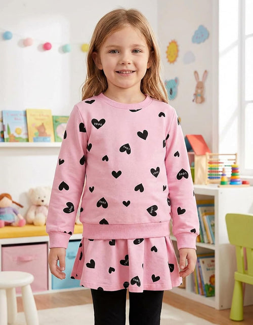 Load image into Gallery viewer, Little Girls Clothes Set Outfit Heart Print Fleece Sweatshirts Top and Leggings Set
