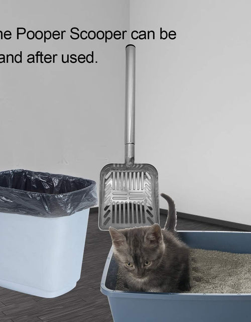 Load image into Gallery viewer, Cat Litter Scooper Metal Cat Litter Scoop Long Handle Cat Scoop Aluminum Litter Box Scooper Kitty Litter Scoop Non-Stick Stronger Large Cat Litter Sifter Scoop Manages Big Clumps of Multi-Cat Families
