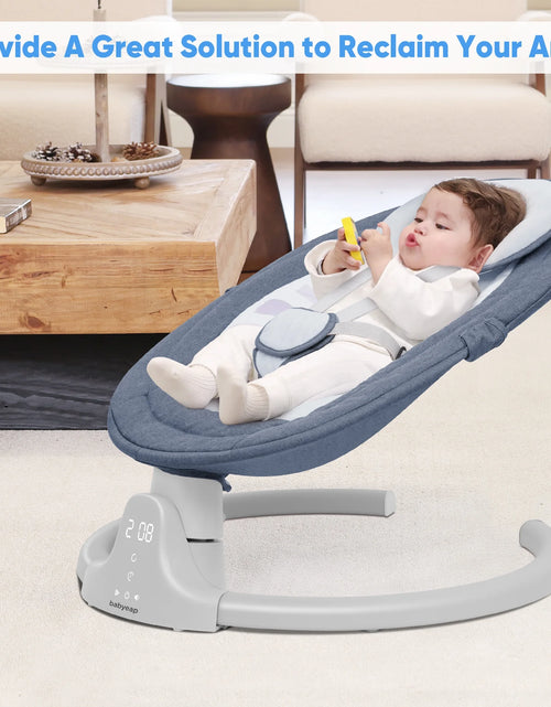 Load image into Gallery viewer, Baby Swing Para Bebés - Control Remoto Por APP Bluetooth, 5 Configuraciones De Velocidad, 10 Nanas, Enchufe USB (Azul)
