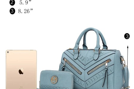 Lara Vegan Leather Women'S Satchel Bag, Elegant Designer Handbag & Wristlet Wallet 2 Pcs - Yellow