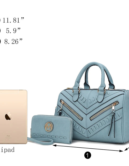Load image into Gallery viewer, Lara Vegan Leather Women'S Satchel Bag, Elegant Designer Handbag &amp; Wristlet Wallet 2 Pcs - Yellow
