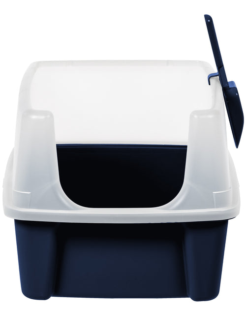 Load image into Gallery viewer, , High Sided Open Top Cat Litter Box with Scoop, Navy
