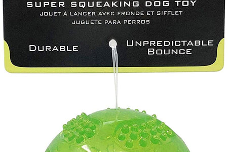 Durasqueak Dog Ball Toy, Interactive Dog Toys That Float and Squeaks for Playing, Fetching and Retrieving-Great Alternative to Traditional Tennis Balls Green 2.5 Inch