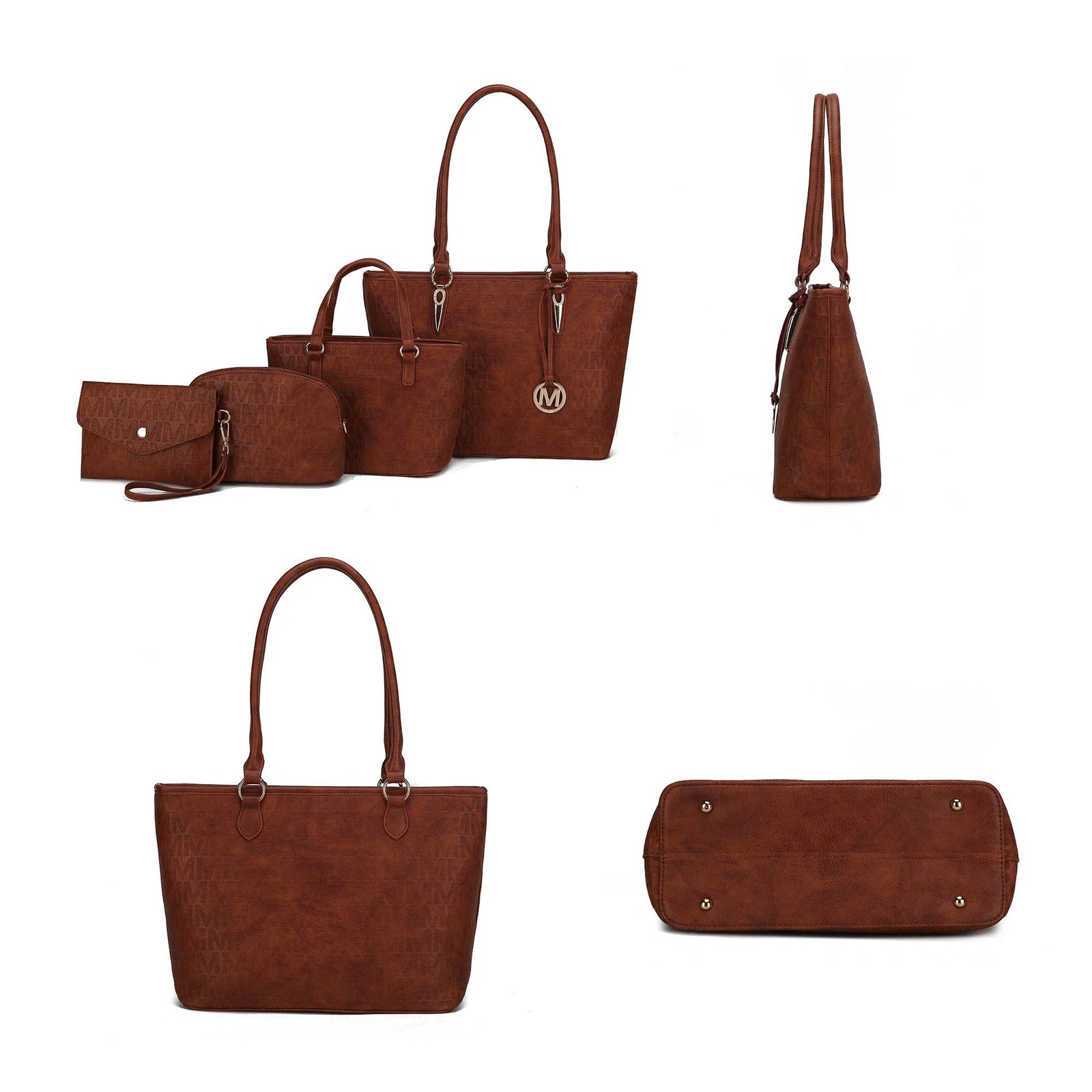 Bolsos Tote De Mujer Veganos De Cuero M, MU Burdeos, 4 Unidades