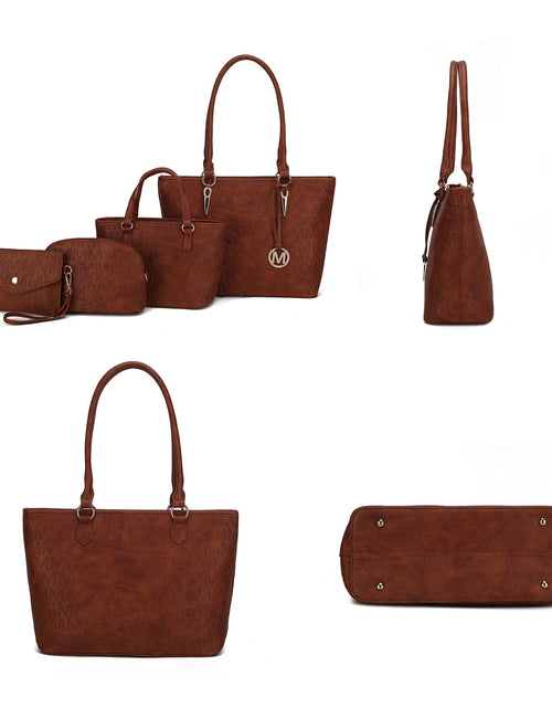 Load image into Gallery viewer, Bolso Tote Para Mujer by Mia K. Marimar Con Bolsa Y Muñequera, Conjunto De 4 Piezas - Marrón Chocolate
