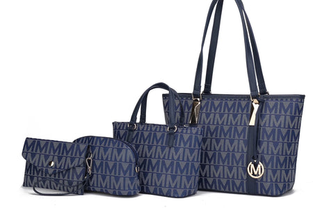 by Mia K. Marimar Women'S Tote Bag with Pouch and Wristlet, Signature 4 Piece Set - Tan