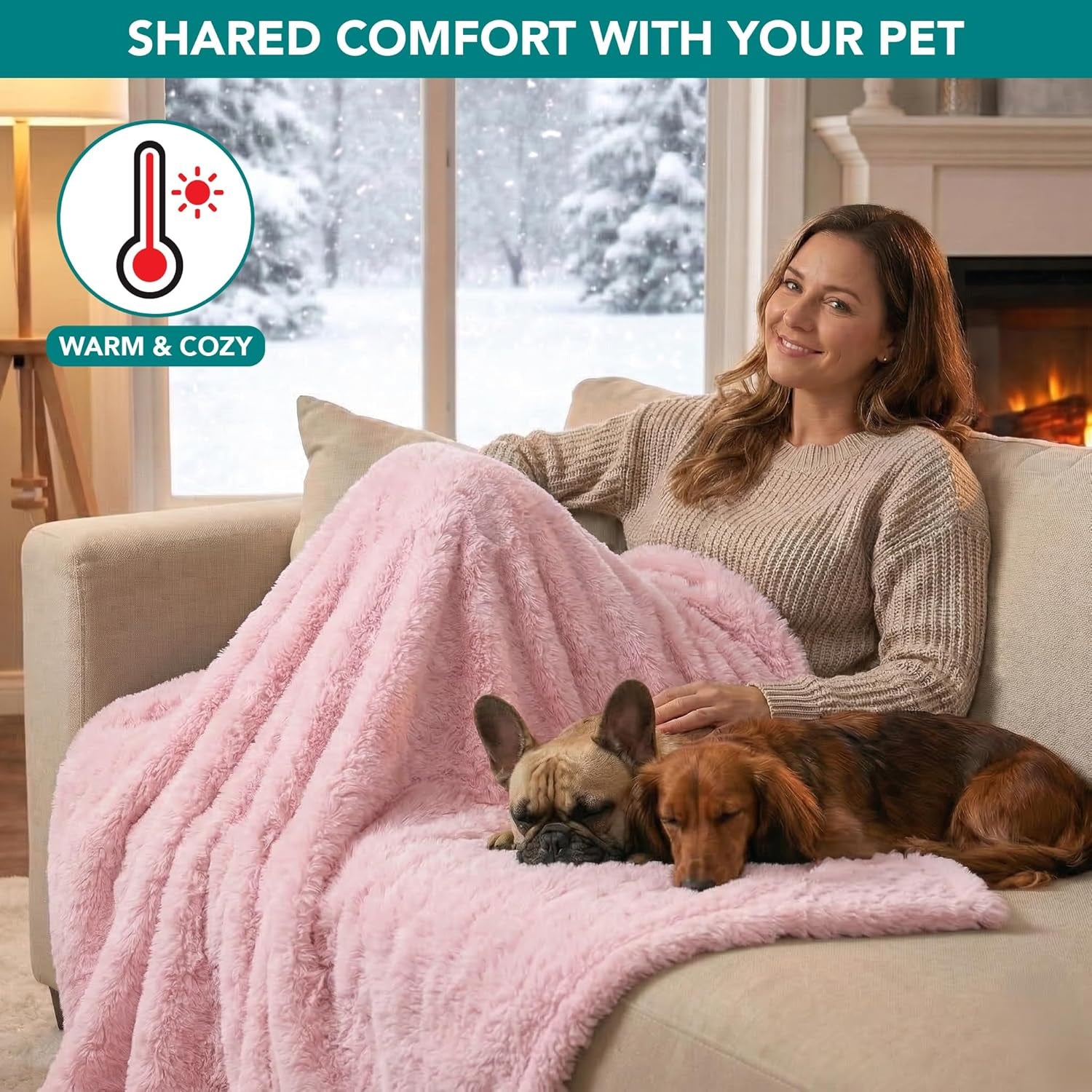 Fluffy Waterproof Dog Blanket Fleece | Soft Warm Pet Fleece Throw for Large Dogs and Cats | Fuzzy Plush Sherpa Throw Furniture Protector Sofa Couch Bed