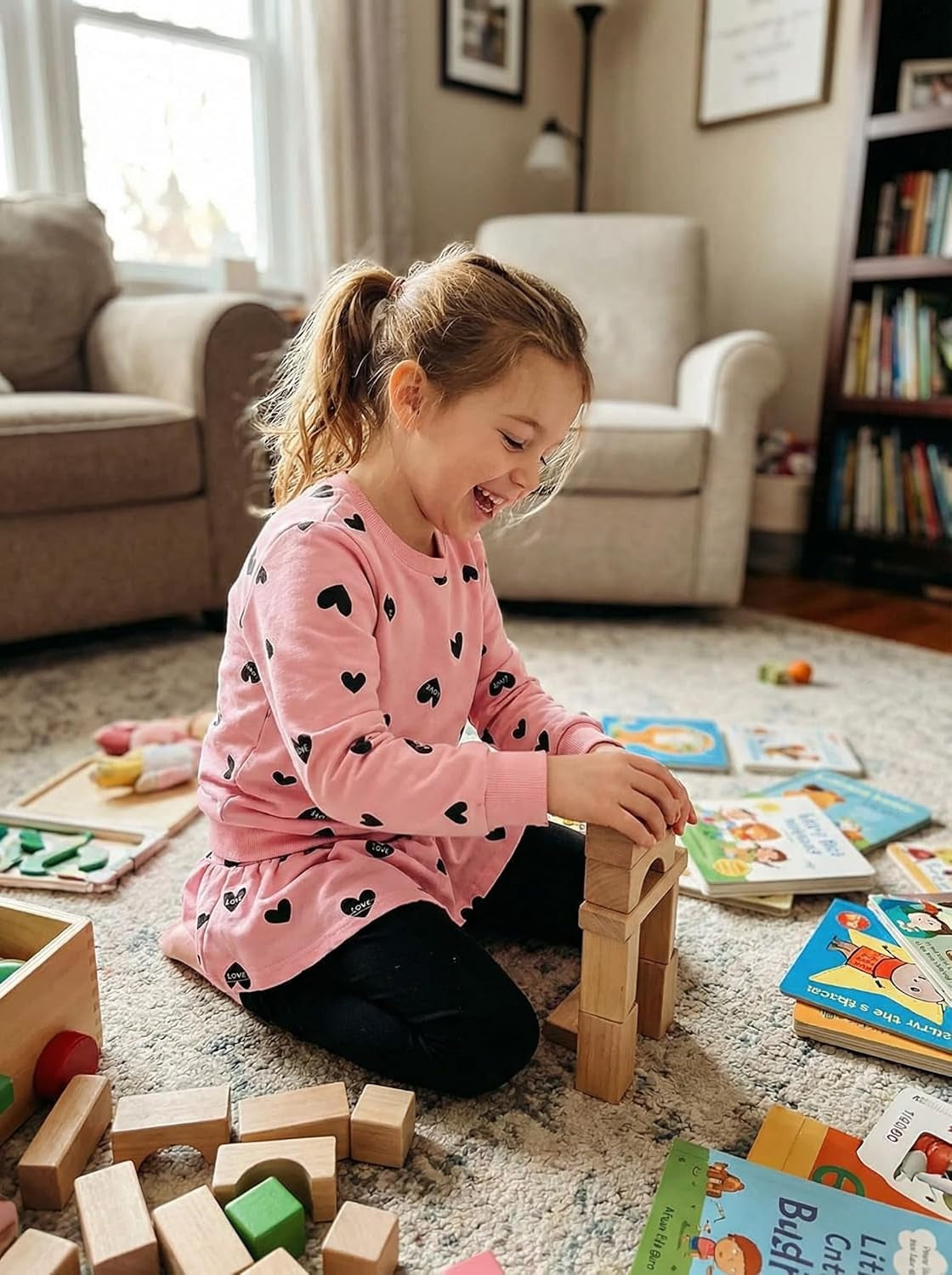 Little Girls Clothes Set Outfit Heart Print Fleece Sweatshirts Top and Leggings Set