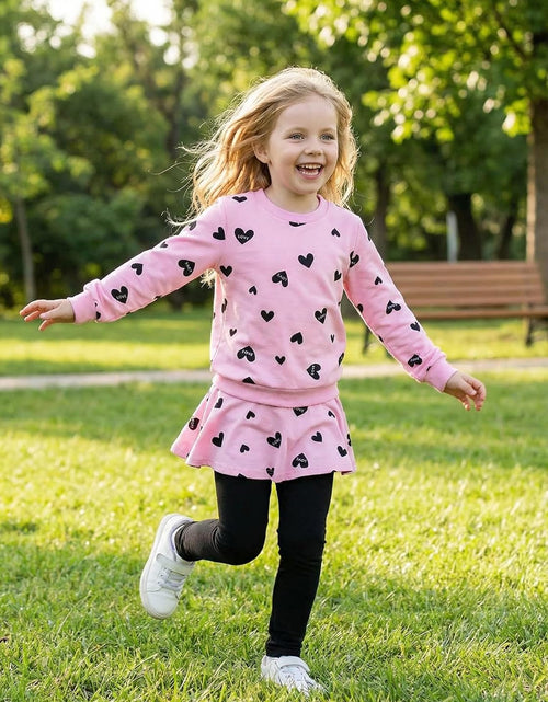 Load image into Gallery viewer, Little Girls Clothes Set Outfit Heart Print Fleece Sweatshirts Top and Leggings Set

