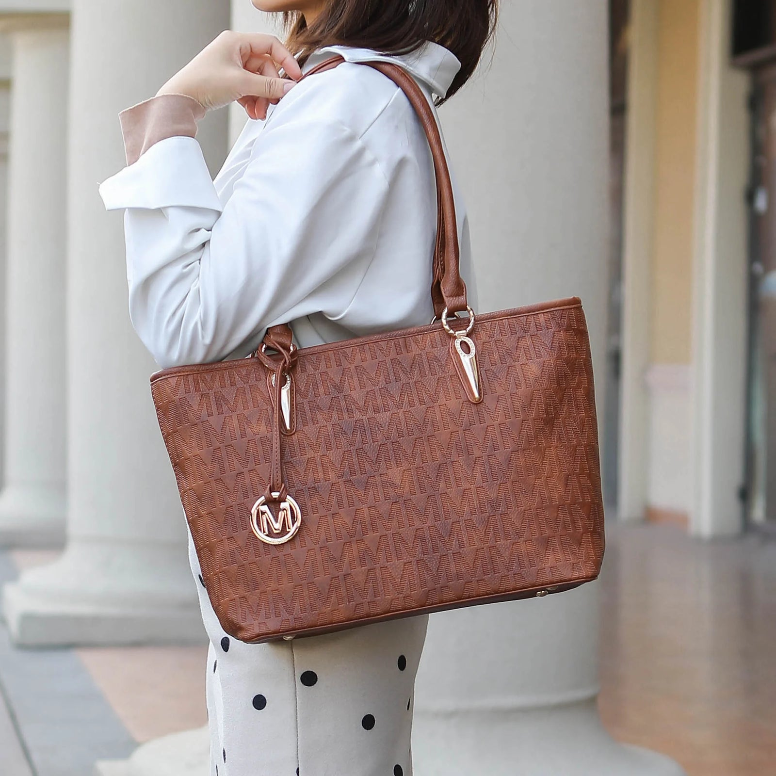 Bolsos Tote De Mujer Veganos De Cuero M, MU Burdeos, 4 Unidades