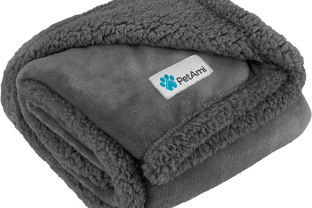 Dog Blanket for Small Medium Dogs, Pet Bed Blanket Cat Puppy Kitten, Fleece Furniture Couch Cover Protector Sofa Car, Soft Sherpa Dog Throw Plush Reversible Washable, Mini 29X40 Solid Dark Gray