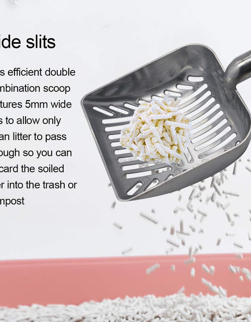 Load image into Gallery viewer, Cat Litter Scooper Metal Cat Litter Scoop Long Handle Cat Scoop Aluminum Litter Box Scooper Kitty Litter Scoop Non-Stick Stronger Large Cat Litter Sifter Scoop Manages Big Clumps of Multi-Cat Families
