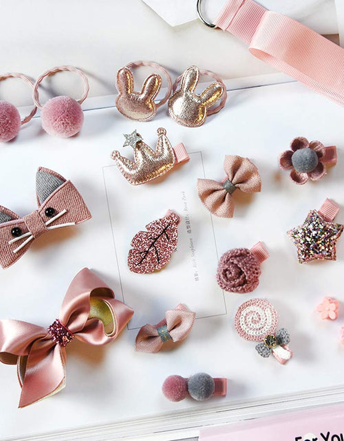 Load image into Gallery viewer, Baby Girl'S Hair Clips Cute Hair Bows Baby Elastic Hair Ties Hair Accessories Ponytail Holder Hairpins Set for Baby Girls Teens Toddlers, Assorted Styles, 36 Pieces Pack (Pink)
