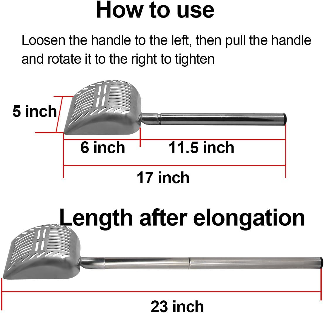 Cat Litter Scooper Metal Cat Litter Scoop Long Handle Cat Scoop Aluminum Litter Box Scooper Kitty Litter Scoop Non-Stick Stronger Large Cat Litter Sifter Scoop Manages Big Clumps of Multi-Cat Families