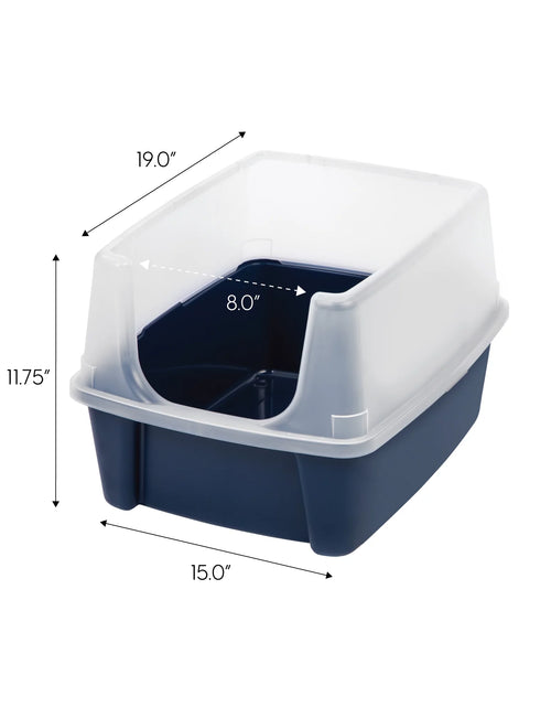 Load image into Gallery viewer, , High Sided Open Top Cat Litter Box with Scoop, Navy
