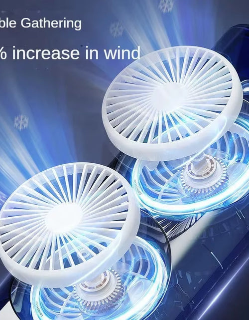 Load image into Gallery viewer, BreezeGlow™ 2-in-1 Dual Mist Cooling Fan – Chill, Hydrate &amp; Light Up Your Space
