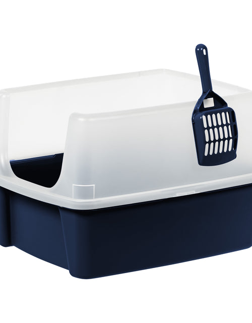 Load image into Gallery viewer, , High Sided Open Top Cat Litter Box with Scoop, Navy
