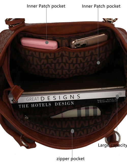 Load image into Gallery viewer, Bolso Tote Para Mujer by Mia K. Marimar Con Bolsa Y Muñequera, Conjunto De 4 Piezas - Marrón Chocolate
