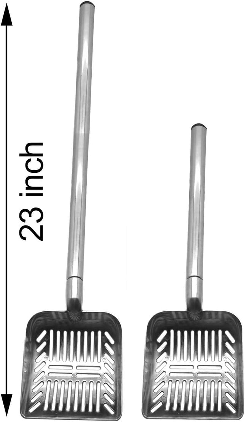 Cat Litter Scooper Metal Cat Litter Scoop Long Handle Cat Scoop Aluminum Litter Box Scooper Kitty Litter Scoop Non-Stick Stronger Large Cat Litter Sifter Scoop Manages Big Clumps of Multi-Cat Families
