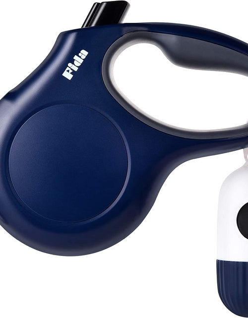 Load image into Gallery viewer, Retractable Dog Leash with Dispenser and Poop Bags, 16 Ft Pet Walking Leash for Large Dog up to 110 Lbs, Anti-Slip Handle, Tangle-Free, Reflective Nylon Tape (L, Navy Blue)
